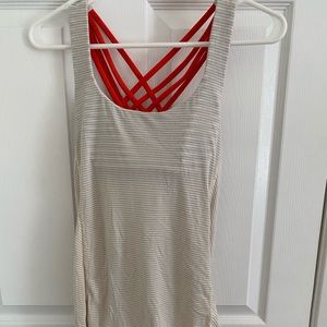 Stripped Lululemon Top with sports bra Size 4